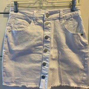 white romwe button-up denim skirt